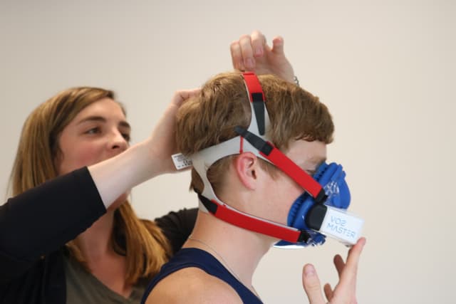 Jill putting on O2 mask